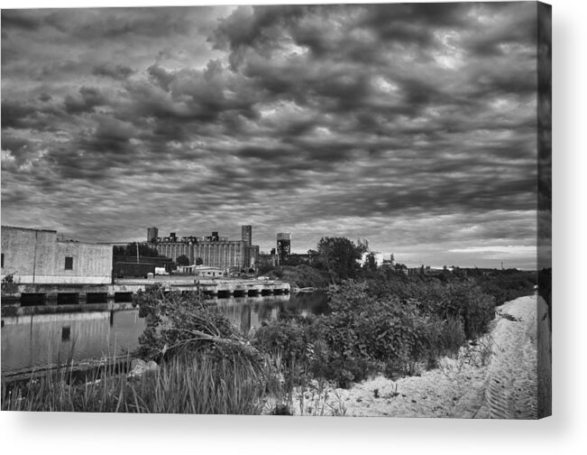 Buffalo Acrylic Print featuring the photograph Buffalo Mills Under Clouds by Guy Whiteley