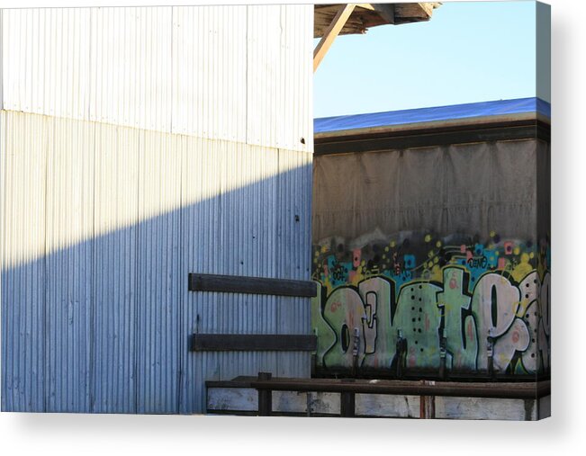 Graffiti Acrylic Print featuring the painting By the Railyard by Jan Lawnikanis