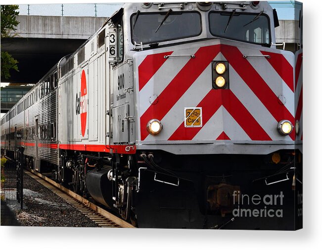 Bay Area Acrylic Print featuring the photograph Caltrain Locomotive at the Milbrae Train Station in San Francisco . 7D12362 by Wingsdomain Art and Photography