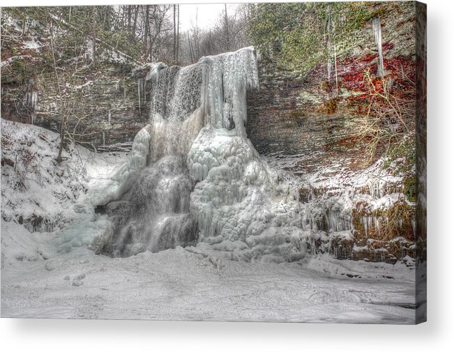 Water Acrylic Print featuring the photograph Cascades in Winter 1 by Dan Stone