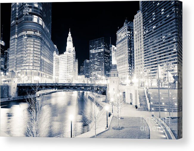 35 East Wacker Drive Building Acrylic Print featuring the photograph Chicago River at Wabash Avenue Bridge by Paul Velgos
