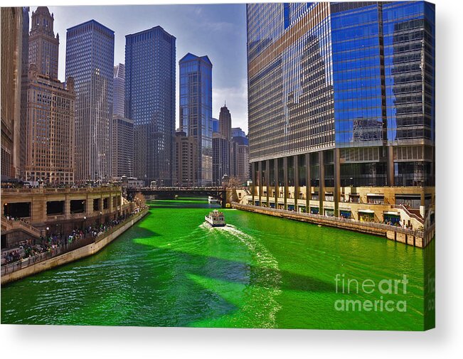 Wrigley Tower Chicago Acrylic Print featuring the photograph Chicago River by Dejan Jovanovic