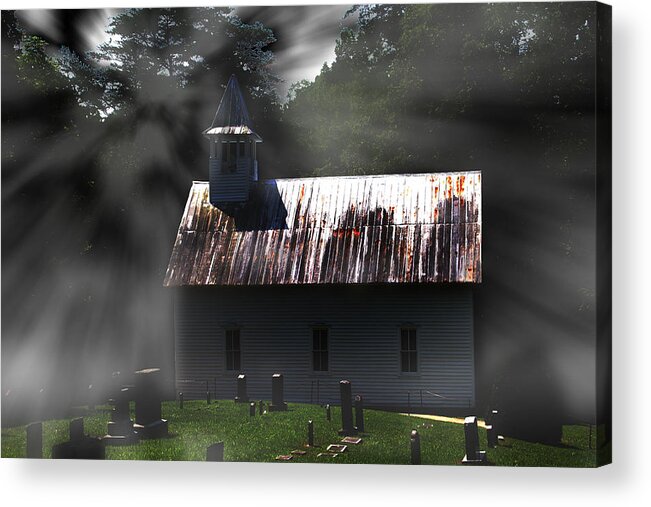 Old Church Acrylic Print featuring the photograph Church in the Mist by Barry Jones