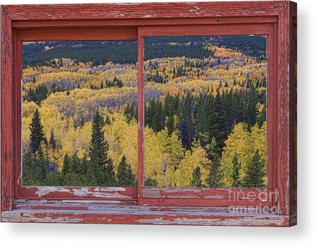 Picture Acrylic Print featuring the photograph Colorado Red Rustic Picture Window Frame Photo Art by James BO Insogna