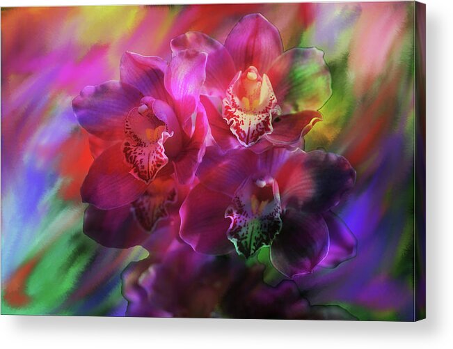 Coronation Orchids Digital Creation Acrylic Print featuring the painting Coronation Orchids by Don Wright
