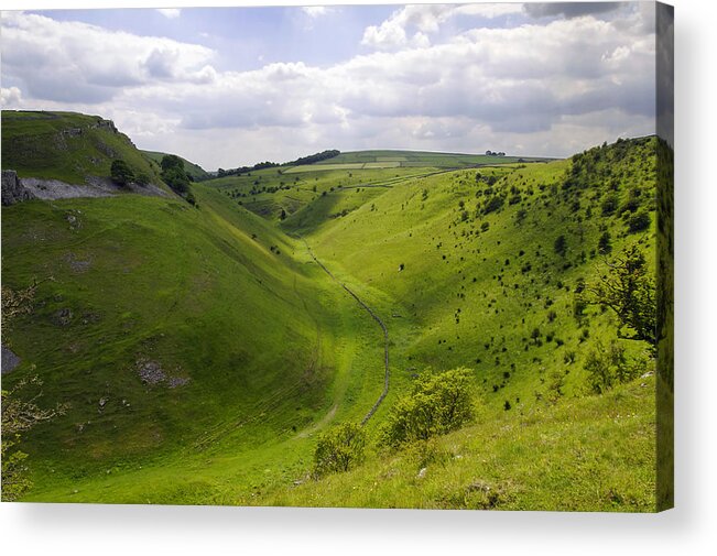 Derbyshire Acrylic Print featuring the photograph Cressbrook Dale from Mires Lane by Rod Johnson