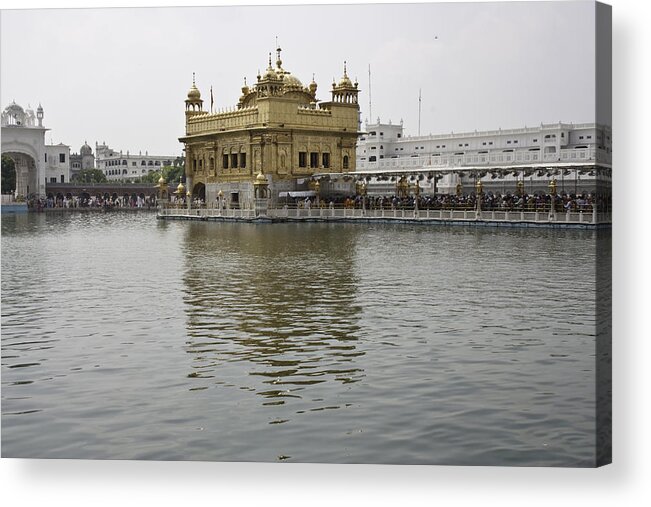 Amritsar Acrylic Print featuring the photograph Darbar Sahib and sarovar inside the Golden Temple by Ashish Agarwal