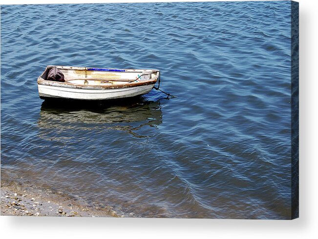 Dingy Acrylic Print featuring the photograph Dingy in St Augustine Bay by Jim and Kim Shivers