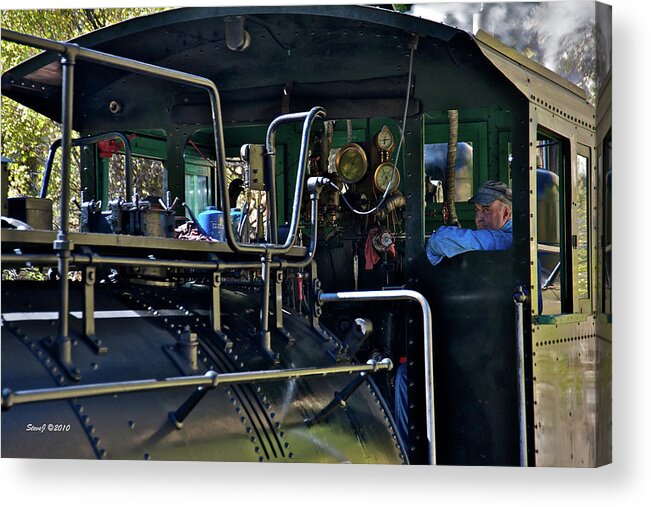 Steam Locomotive Acrylic Print featuring the photograph Engine 12 Cab by Stephen Johnson