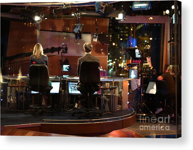 Lee Dos Santos Acrylic Print featuring the photograph ESPN News Room by Lee Dos Santos