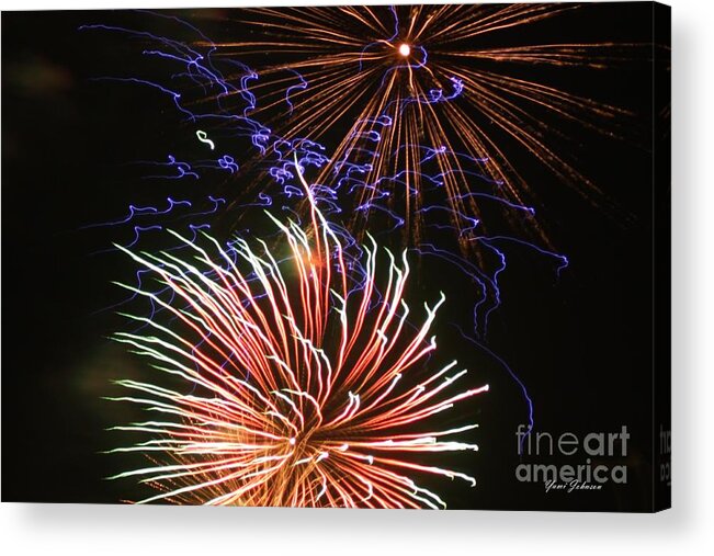 Fireworks Acrylic Print featuring the photograph Flowers in sky by Yumi Johnson