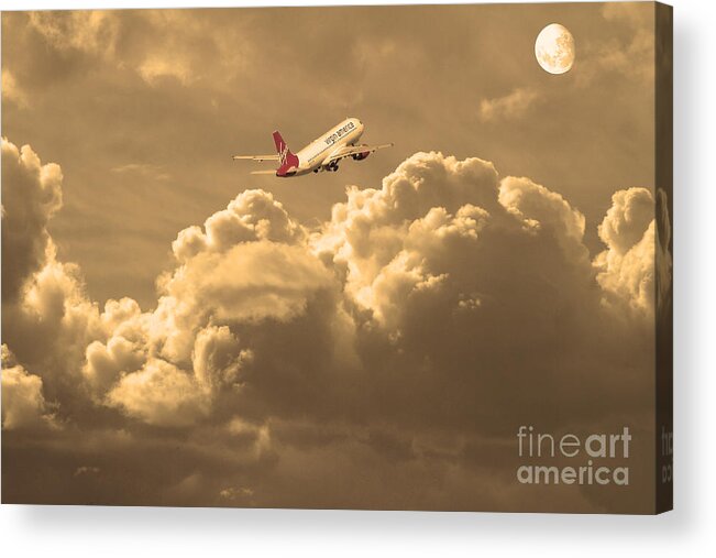 Sepia Acrylic Print featuring the photograph Fly Me To The Moon . Partial Sepia by Wingsdomain Art and Photography