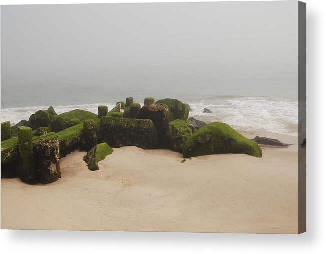 Jersey Shore Acrylic Print featuring the photograph Fog Sits On Bay Head Beach II- Jersey Shore by Angie Tirado