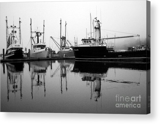 Fog Acrylic Print featuring the photograph Foggy Reflections bw by Kami McKeon