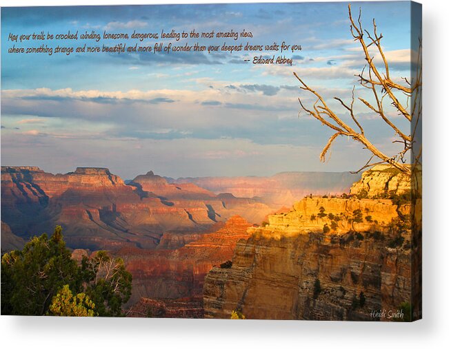 Edward Abbey Acrylic Print featuring the photograph Grand Canyon Splendor - With Quote by Heidi Smith