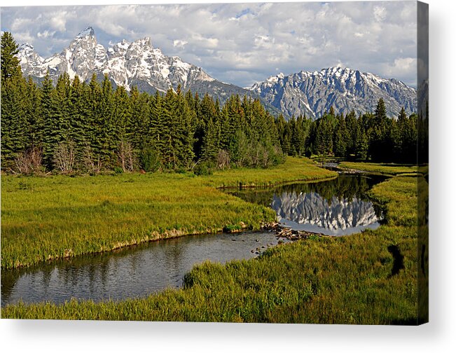 Grand Tetons Acrylic Print featuring the photograph grand tetons II by Diana Douglass