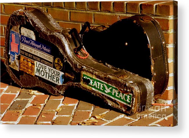 Guitar Acrylic Print featuring the photograph Guitar Case Messages by Lainie Wrightson
