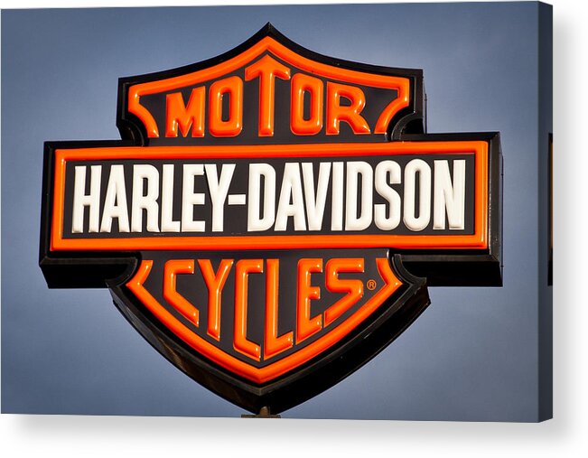 Harley Davidson Acrylic Print featuring the photograph Harley Davidson Sign by David Patterson