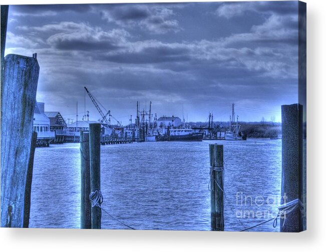 Boat Acrylic Print featuring the pyrography HDR Fishing Boat across the Jetty by Al Nolan