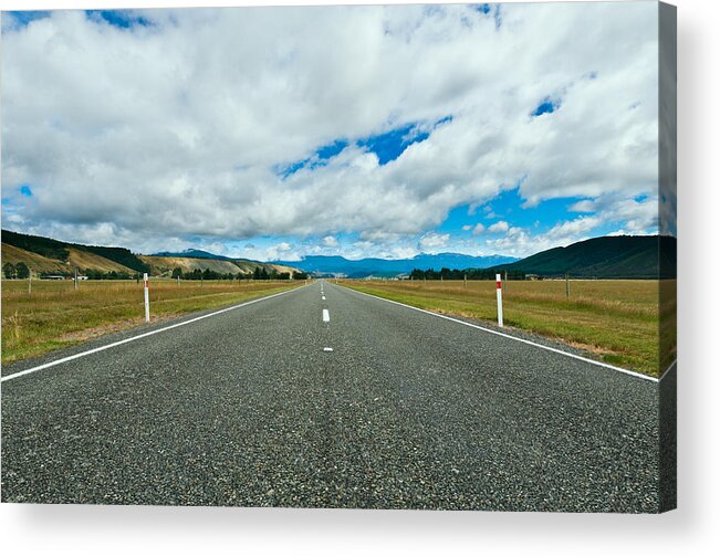 Asphalt Acrylic Print featuring the photograph Highway through the countryside by U Schade