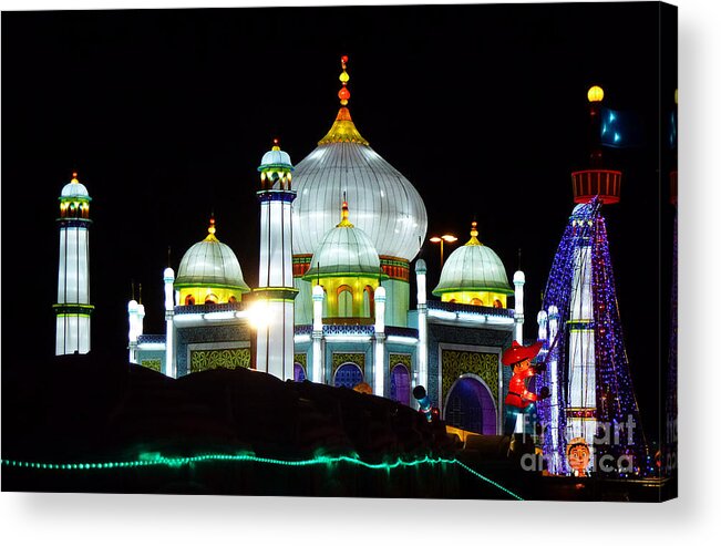 The Taj Mahal Acrylic Print featuring the photograph Holiday Lights 5 by Xueling Zou