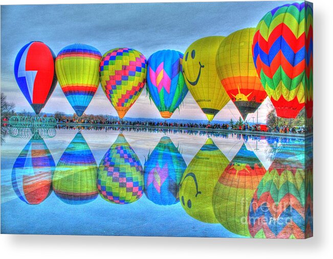 Balluminaria Acrylic Print featuring the photograph Hot Air Balloons at Eden Park by Jeremy Lankford