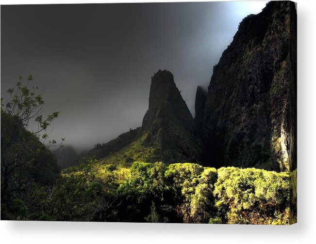 Maui Acrylic Print featuring the photograph Iao Mountains by Richard Omura