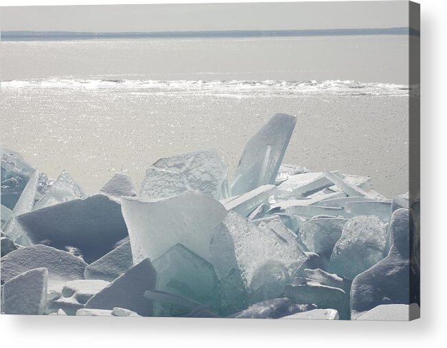 Lake Superior Acrylic Print featuring the photograph Ice Chunks On The Shores Of Lake by Susan Dykstra