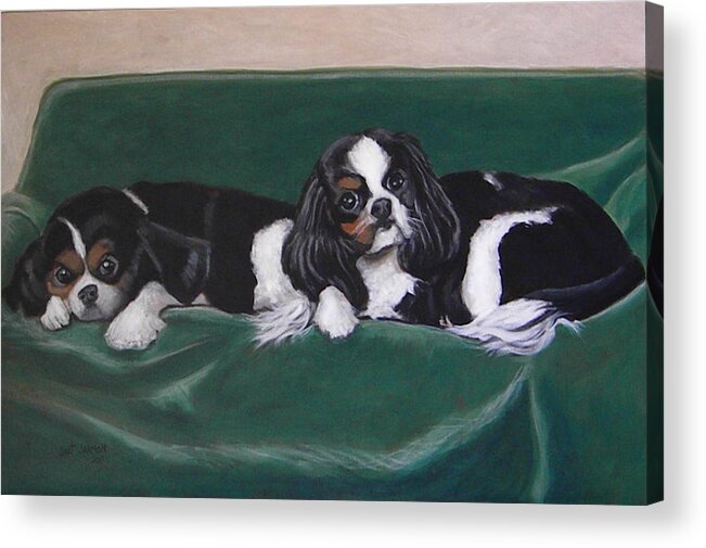 Dogs Acrylic Print featuring the painting In the Lap of Luxury by Jeanette Jarmon