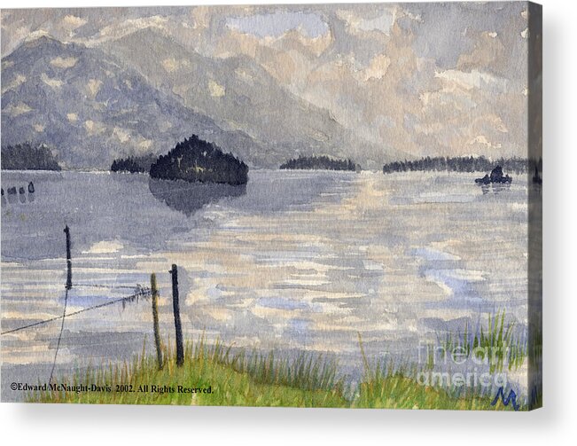 Lake Kilarney Acrylic Print featuring the painting Lake Kilarney Ring of Kerry Watercolour Painting by Edward McNaught-Davis
