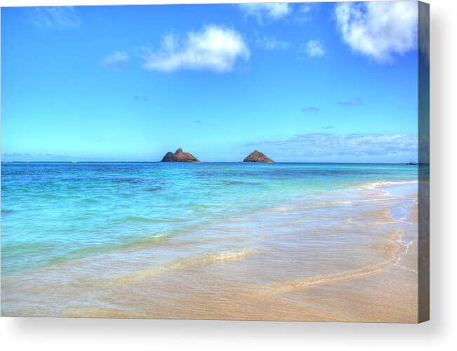 Mokulua Islands Acrylic Print featuring the photograph Lanikai Beach Oahu Hawaii by Kelly Wade