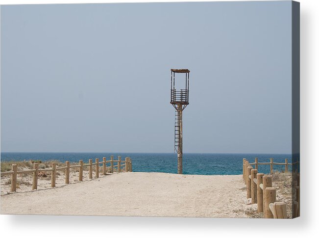 Lifeguard Acrylic Print featuring the photograph Lifeguard Tower Cabo de Gata by David Kleinsasser