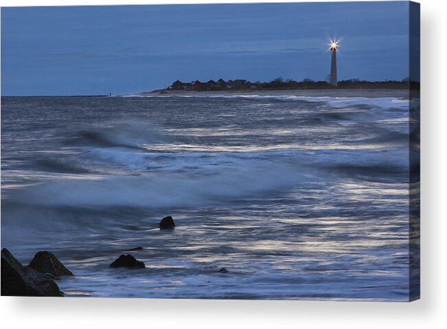 Cape May New Jersey Acrylic Print featuring the photograph Lighthouse at Twilight by Tom Singleton