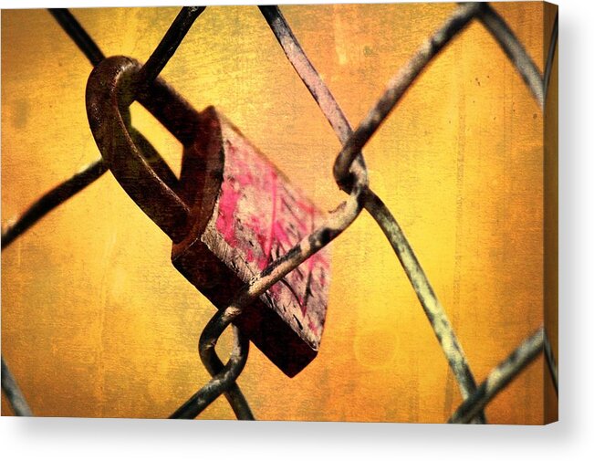 Lock On Fence Acrylic Print featuring the photograph Lock on fence by Prince Andre Faubert