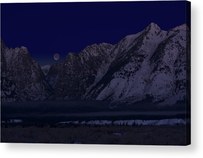 Lunar Eclipse Acrylic Print featuring the photograph Lunar Eclipse Grand Teton National Park by Benjamin Dahl