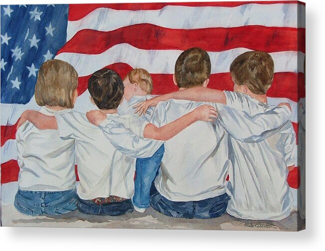 Patriotic Acrylic Print featuring the painting Made in The USA by Paula Robertson