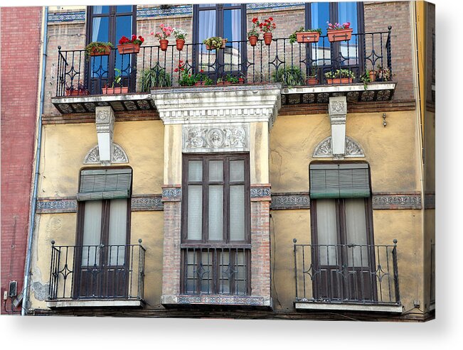 Malaga Spain Acrylic Print featuring the photograph Malaga Spain facade by Allan Rothman