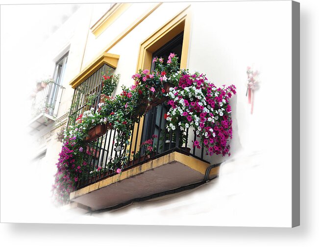 Malaga Spain Acrylic Print featuring the photograph Malaga Spain Grand Balcony by Allan Rothman