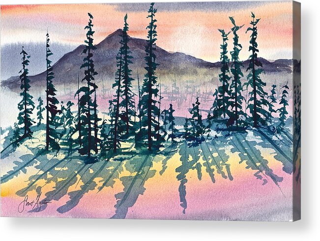 Mountains Acrylic Print featuring the painting Mountain Sunrise by Frank SantAgata