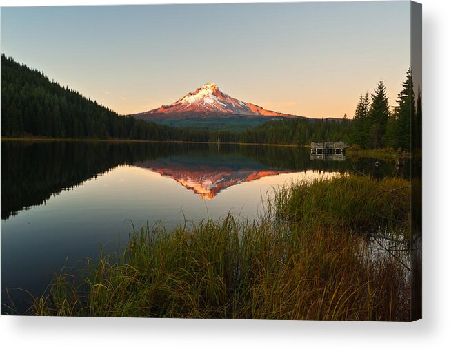Mountains Acrylic Print featuring the photograph Mt Hood from Lake Trillium by Alvin Kroon