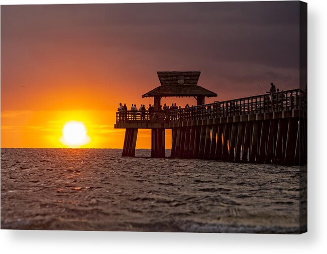 Nick Shirghio Acrylic Print featuring the photograph Naples Pier Evening by Nick Shirghio