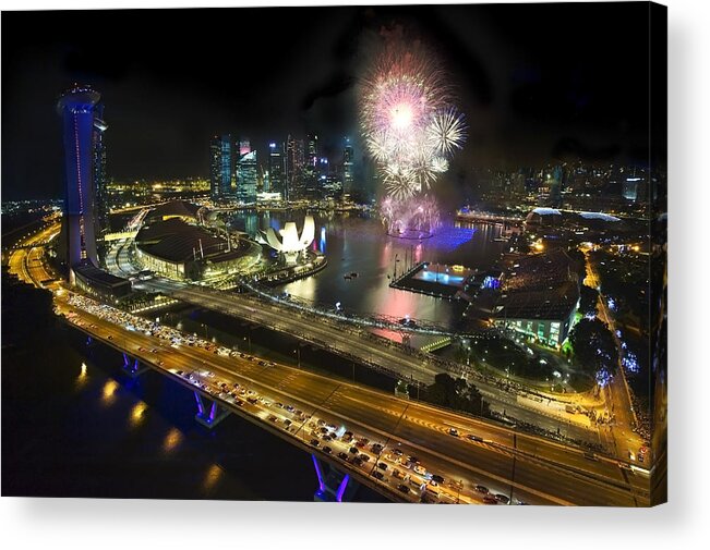 Fireworks Acrylic Print featuring the photograph New Year Fireworks by Ng Hock How