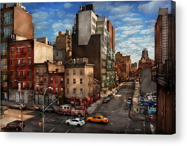 York Acrylic Print featuring the photograph New York - City - Greenwich Village - The corner of 10th Ave and W 18th St by Mike Savad