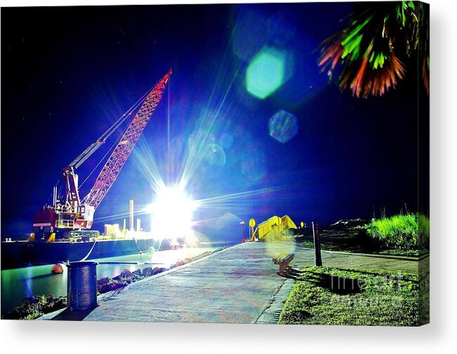 Fort Pierce Inlet Acrylic Print featuring the photograph Nightwork by Don Youngclaus