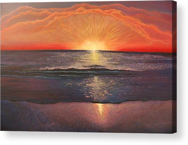 Sunset Acrylic Print featuring the painting Ocean Sunset by Victoria Rhodehouse