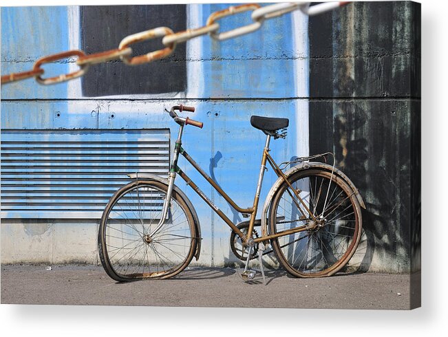 Bicycle Acrylic Print featuring the photograph Old and broken bicycle left alone by Matthias Hauser