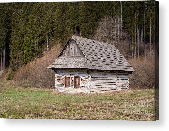 Old Acrylic Print featuring the photograph Old log house by Les Palenik