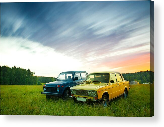 4x4 Acrylic Print featuring the photograph Old Soviet Cars by Nikolay Denisov