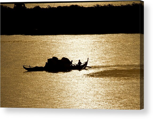 Asia Acrylic Print featuring the photograph On golden waters by David Freuthal