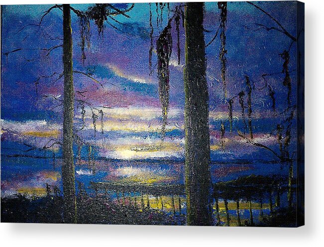 Lake Acrylic Print featuring the painting On The Shore Of Waccamaw by Stefan Duncan